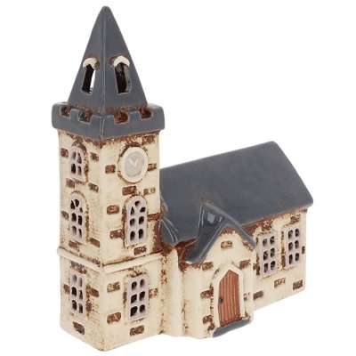 Keramický svícen Domek - Kostel 20 cm