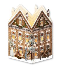 Postcard mini advent calendar with lantern Nostalgic Christmas house 16,5 x 11,5 cm