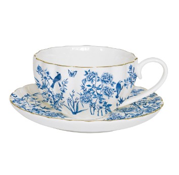 Porzellantasse mit Untertasse Blaue Blumen 200 ml