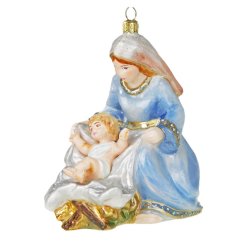 Sběratelská skleněná ozdoba na stromeček Panna Marie s dítětem