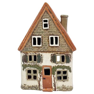 Keramický svícen Domek s rostlinami 20 cm