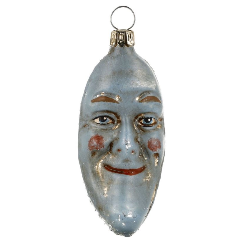 Sběratelská skleněná ozdoba na stromeček Stříbrný půlměsíc - vintage