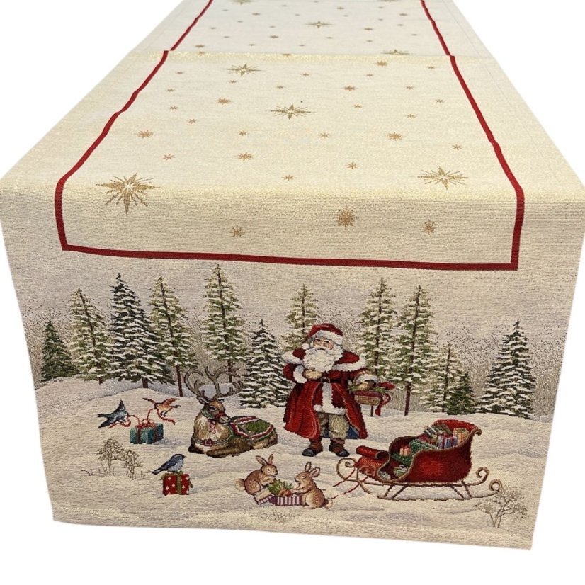 Vánoční běhoun s motivem Santa se saněmi 45x140 cm
