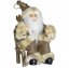 Ozdoba na stromeček Santa v hnědém kabátku 18 cm