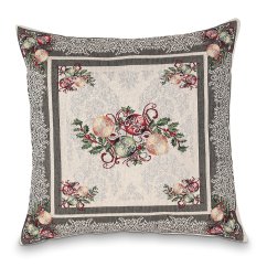 Tapestry Christmas pillowcase with Christmas decorations motif grey-brown 45x45 cm