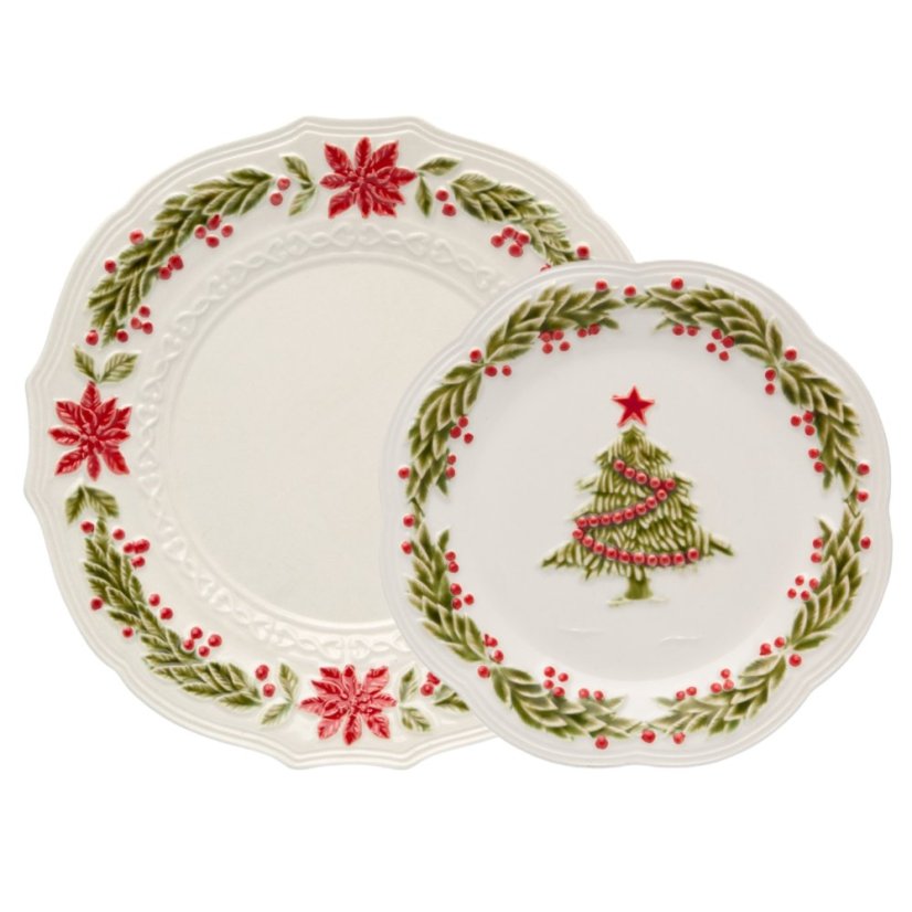 Stoneware dining set Christmas tree 2 pcs