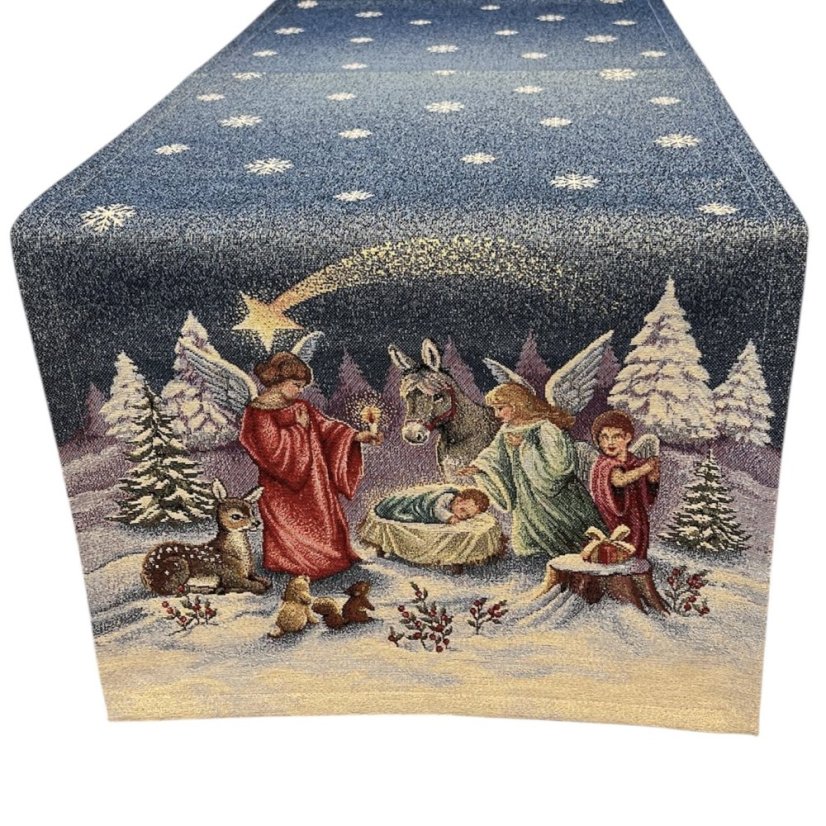 Vánoční běhoun s motivem Andělé 45x140 cm