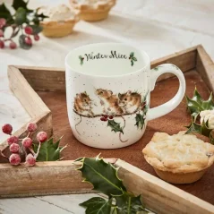 Porzellanbecher Mäuse auf Stechpalme 310 ml