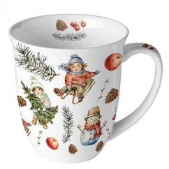 Porcelánový vánoční hrnek Venkovní radovánky 400 ml