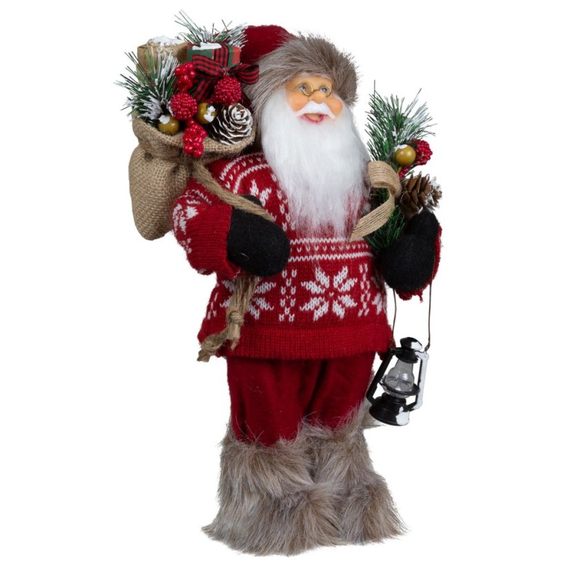 Vánoční dekorace Santa v červeném svetru 30 cm