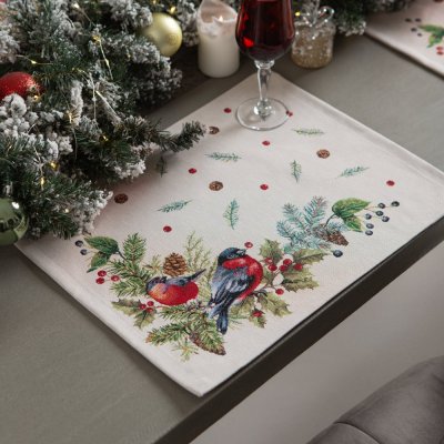 Vánoční prostírání s motivem Zimní ptáčci - matné 40x50 cm