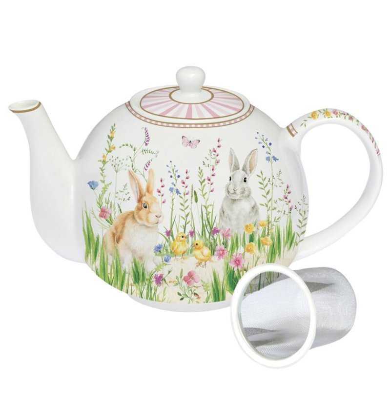 Porcelain teapot with strainer Easter bunnies 1l