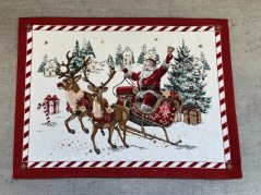Christmas jacquard placemat Santa on a sleigh 35x45 cm