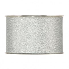 Wide Christmas fabric ribbon Silver 6,3 cm x 20 metres