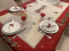 Tapestry Christmas tablecloth with Santa motif