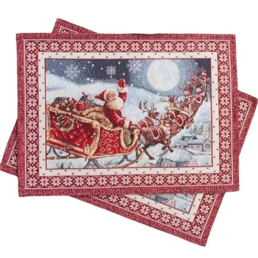 Christmas placemat with Santa on a sleigh 35x45 cm