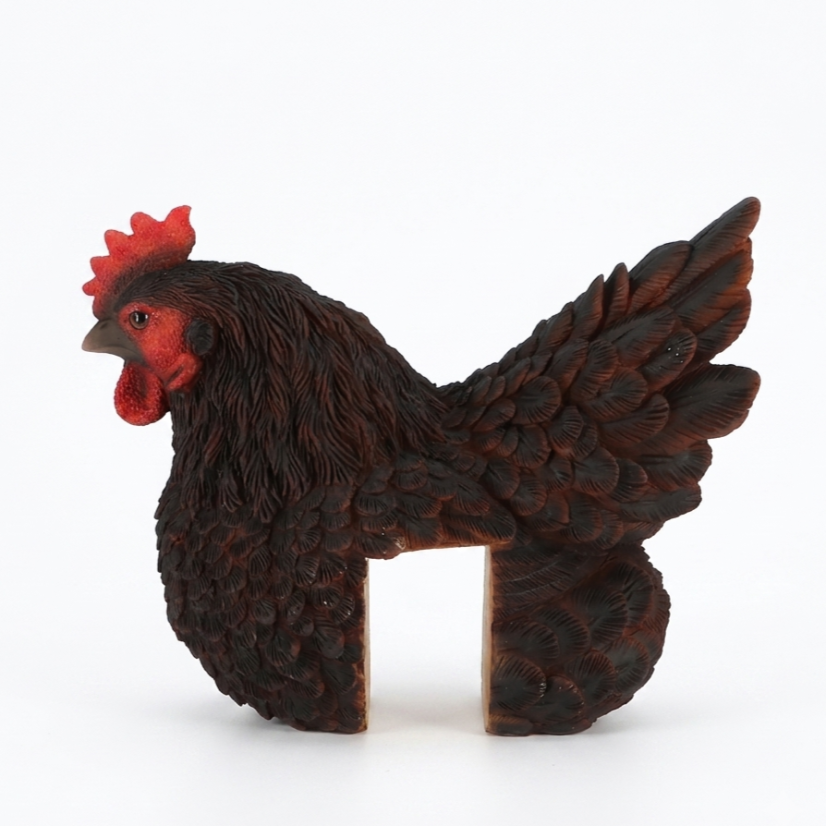 Garden figurine: Hen on a fence, dark brown