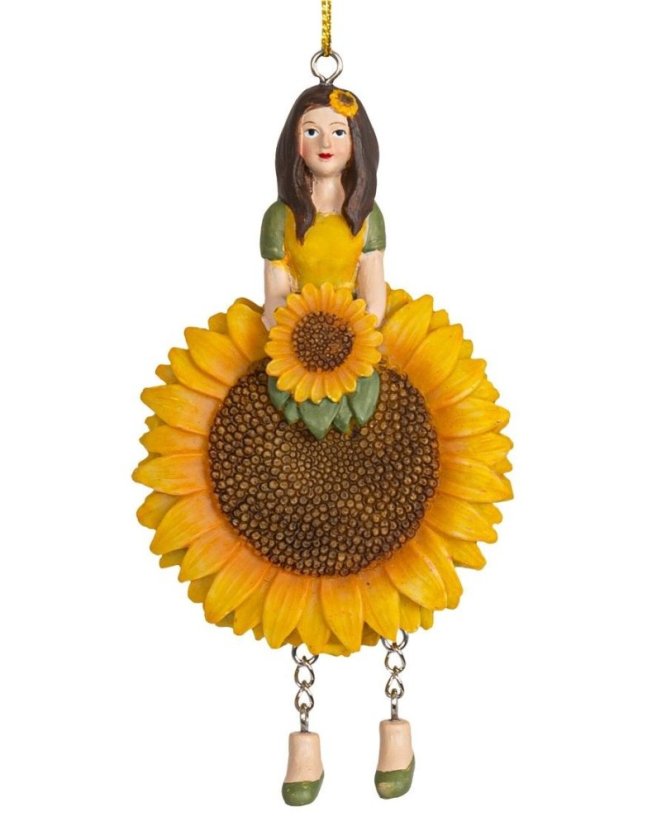 Dekorativní závěsná figurka Květinová dívka Slunečnice