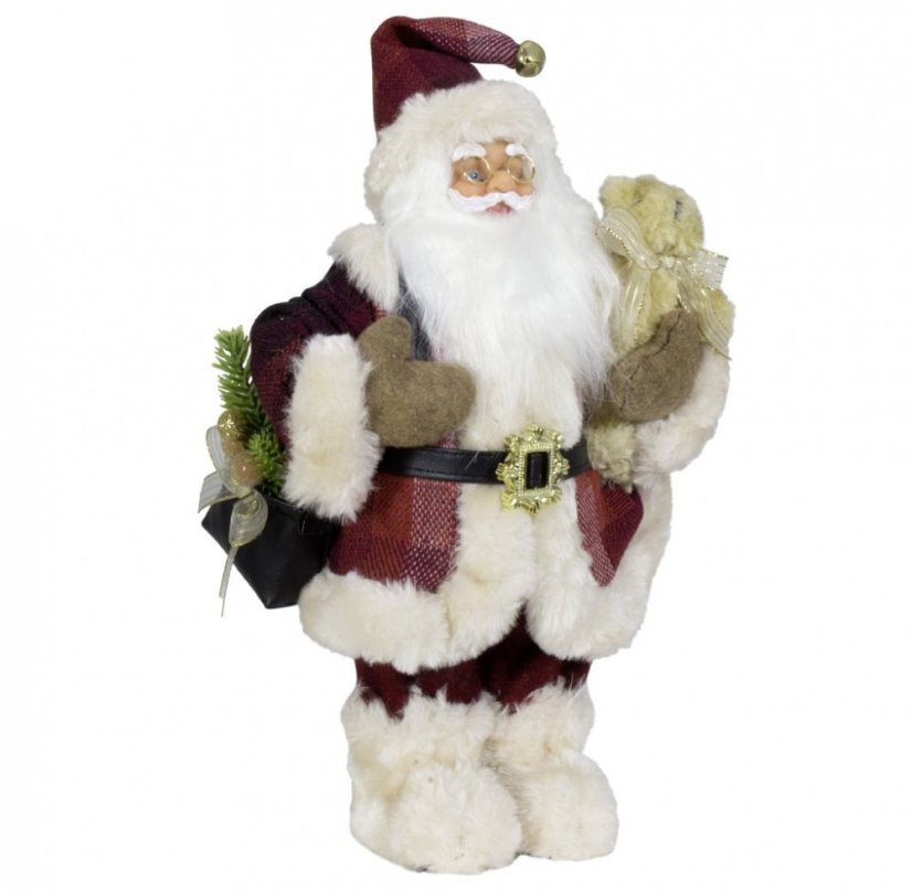 Christmas decoration Santa with bag and teddy bear 45 cm