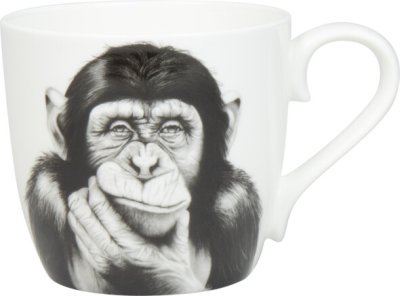 Porcelain mug Monkey - black and white 425 ml