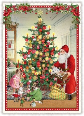 Vianočné pohľadnice Santa a detí 10,5 x 15 cm