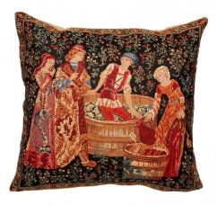 Gobelínový povlak na polštář Středověké lisování hroznů 45x45 cm