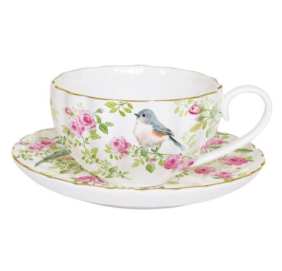 Porcelánová šálka s podšálkou In Roses 200 ml