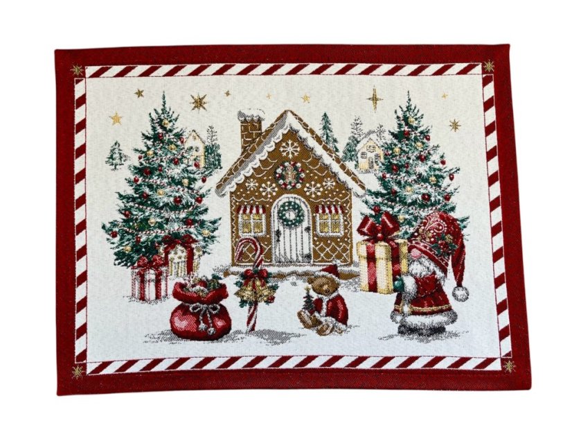 Vianočné žakárové prestieranie Vianočný trpaslík 35x45 cm