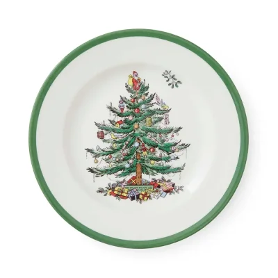 Kameninový dezertní talíř Retro vánoční stromek 20 cm