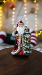 Zberateľská sklenená ozdoba na stromček Lesný Santa 18 cm
