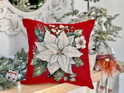 Tapestry Christmas pillowcase with motif White Christmas star 45x45 cm