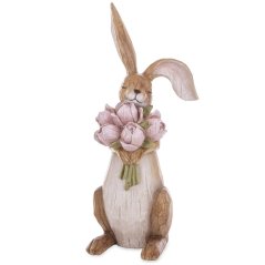 Veľkonočná dekorácia Králik s kyticou tulipánov veľký