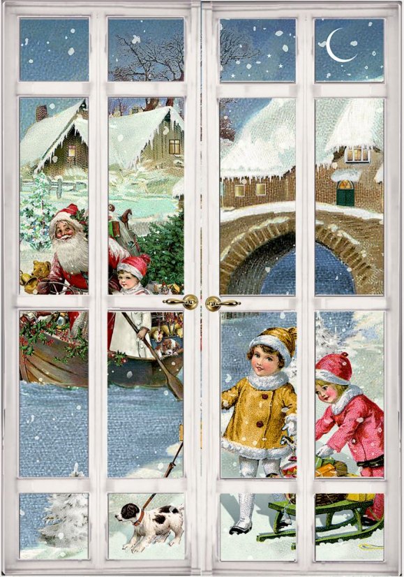 Pohlednicový mini adventní kalendář Nostalgické okénko 16,5 x 11,5 cm