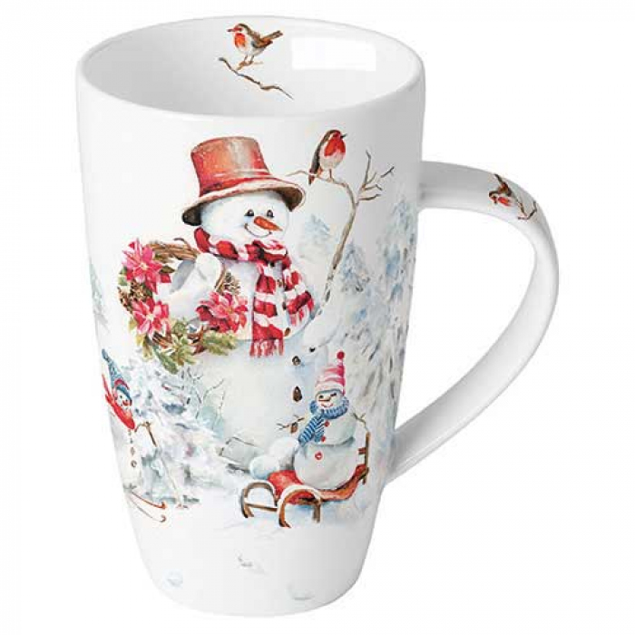 Velký porcelánový vánoční hrnek Sněhuláci 600 ml