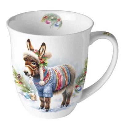 Porcelánový vánoční hrnek Vánoční oslík 400 ml