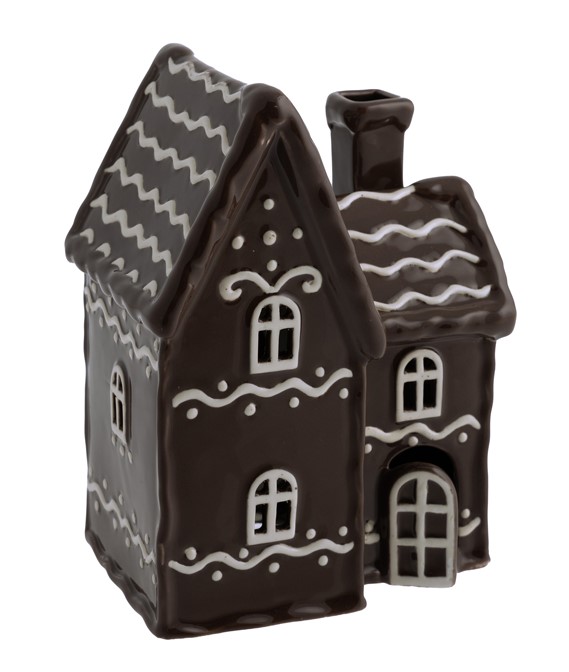 Ceramic candle holder House - Gingerbread house brown 16 cm