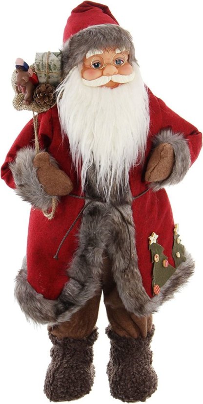 Christmas decoration Santa in long red coat 60 cm