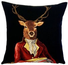 Gobelinowa poszewka na poduszkę Jeleń na czarnym tle 45x45 cm