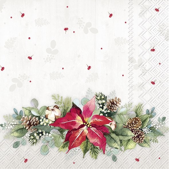Christmas paper napkins poinsettia 20 pcs