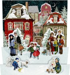 Postcard mini advent calendar Snowing 11,5x16,5 cm