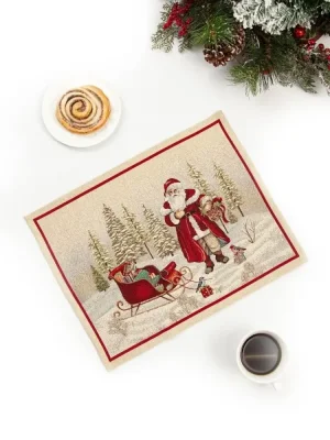 Vánoční prostírání s motivem Santa se saněmi 40x50 cm