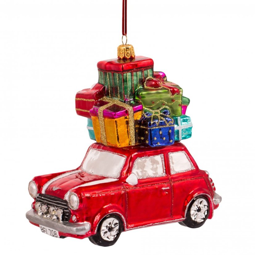 Collectible Glass Tree Ornament Car with Gifts