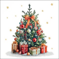 Weihnachtspapierservietten Baum mit Geschenken 20 Stück