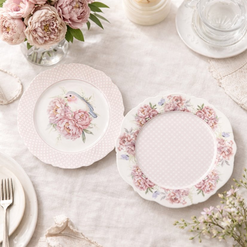 Sada dvou porcelánových talířů Pivoňky 20 cm