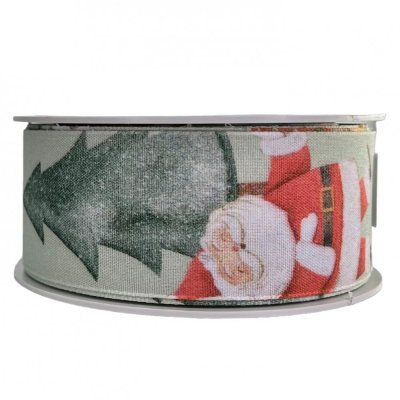 Christmas fabric ribbon Santa 3,8 cm x 15 meters
