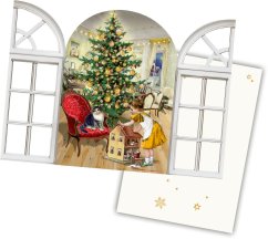 Pohlednicový mini adventní kalendář Nostalgické okénko 16,5 x 11,5 cm