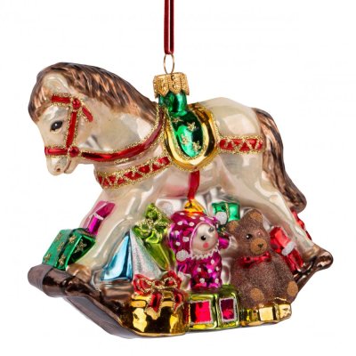 Collectible glass tree ornament Rocking horse 12 cm