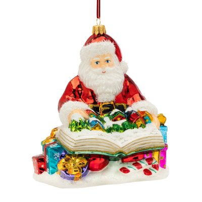 Sběratelská skleněná ozdoba na stromeček Santa planuje cestu