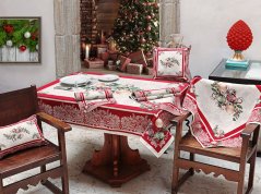 Tapestry Christmas tablecloth with motif Christmas decorations red