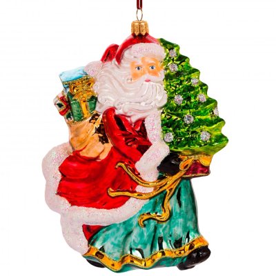 Collectible glass tree ornament Running Santa